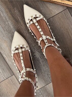 Valentino Garavani Rockstud Ankle Strap Flats – Size 39.5 EU